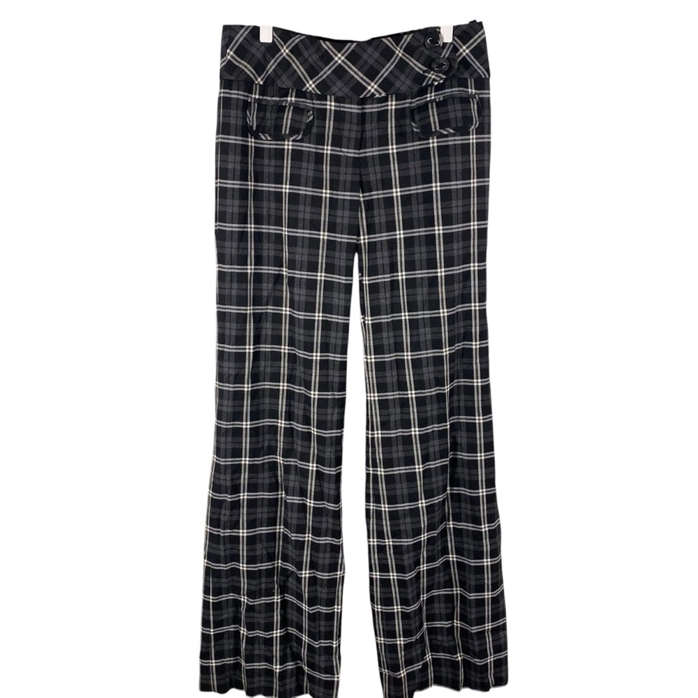 Taikonhu for Anthropology Plaid Women's  Wide leg Pants Black /White Fully lined